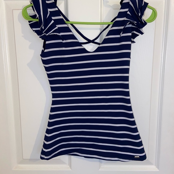 navy blue striped blouse - Picture 2 of 3